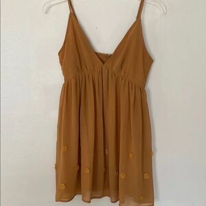 Gold Sleeveless Babydoll Mini Dress